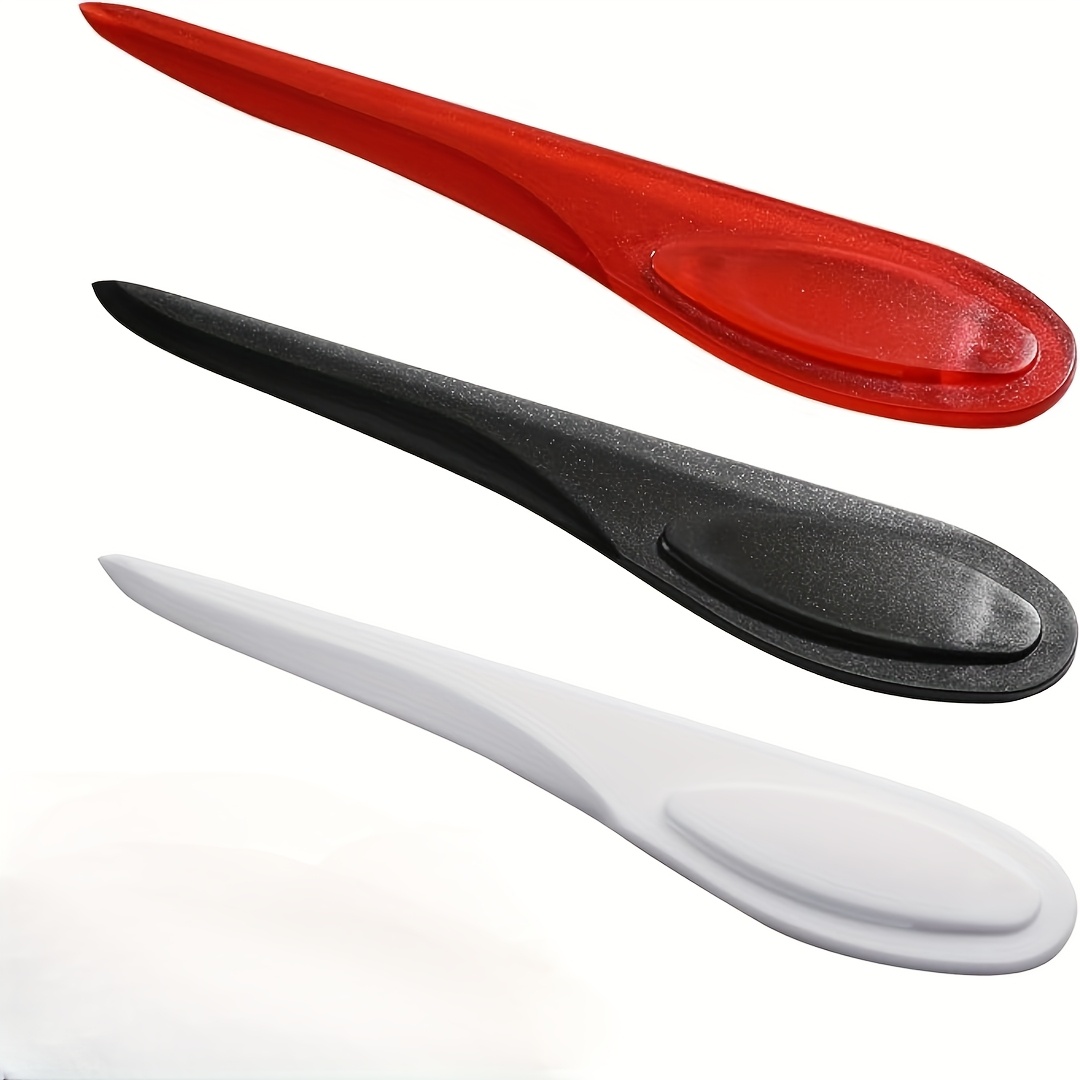 3pcs Sewing And Quilting Tool Set - Durable Plastic Seam Creaser, Point Turner, And Mark Presser In White, Black, Red