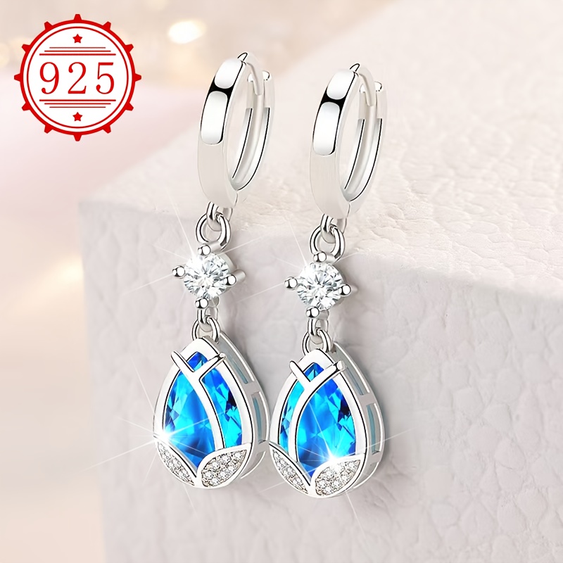 Women's 925 Silver Tulip Drop Dangle Earrings, Hypoallergenic