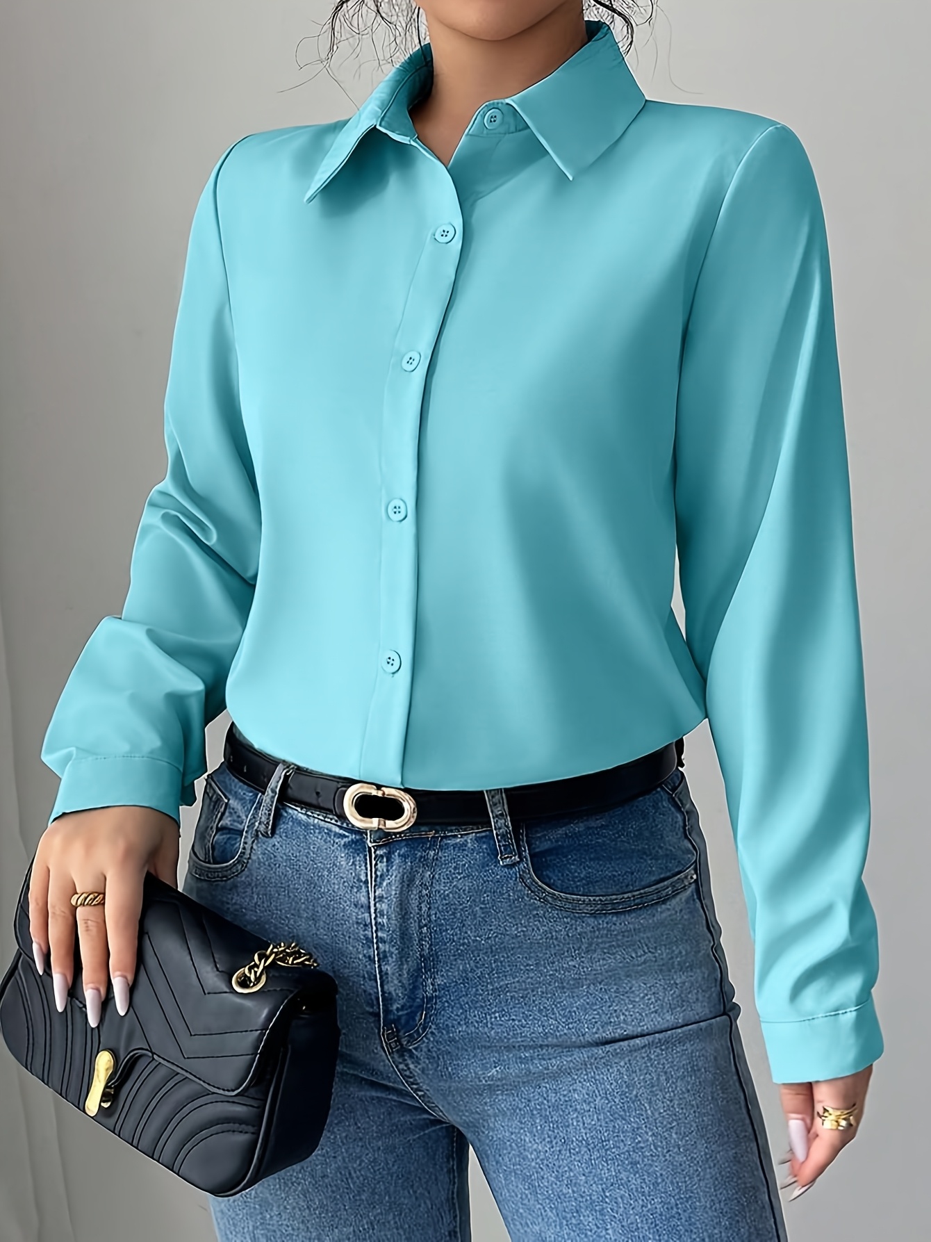 blusa elegante larga mujer color minimalista Temu Ecuador