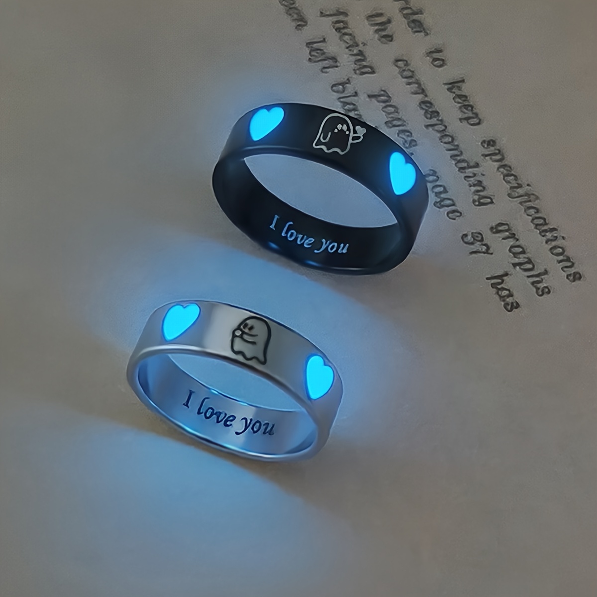 2pcs/set Elf Than Heart I Love You Ladies Ring