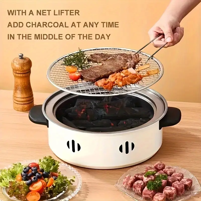 Portable Barbecue Charcoal Grill BBQ Stainless Indoor Outdoor Cooking Grill Set Portable Barbecue Charcoal Grill BBQ Stainless Indoor Outdoor Cooking Grill Set