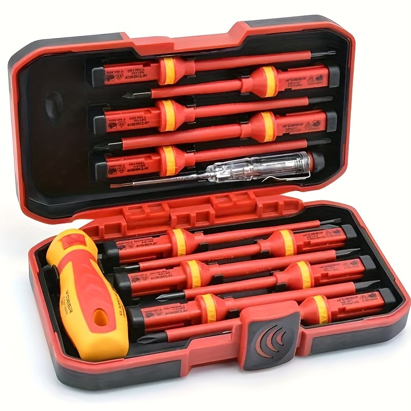 

13-piece Insulated Screwdriver Set, High Voltage Electrician Screwdrivers, Metal Material, Non-electric Manual Power Supply, Interchangeable Flat & Phillips Heads With Carrying Case