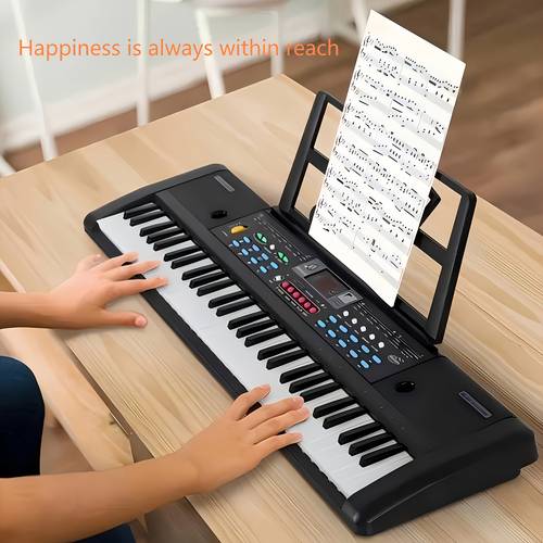 61-Key Portable Keyboard Piano for Kids with Built-in Microphone, USB/Battery Powered - Full Piano Keys (A0-A7 ), Learning - Educational Musical Instrument Toy 3-12, Birthday/Christmas Gift - Compatible with iPad/Tablet/Smartphones, Piano Themed Gifts, Interactive Display Screen, Control Panel