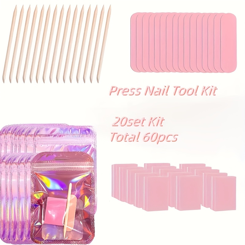 20sets Nail Kit: Mini Nail File, Polishing Pad And Stick - , Suitable For Polishing And Care