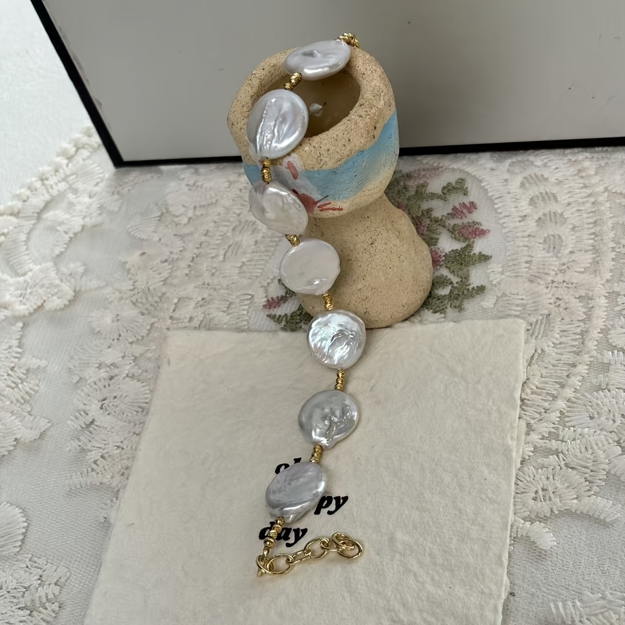Natural Freshwater Pearls Bracelet, Large Baroque Design