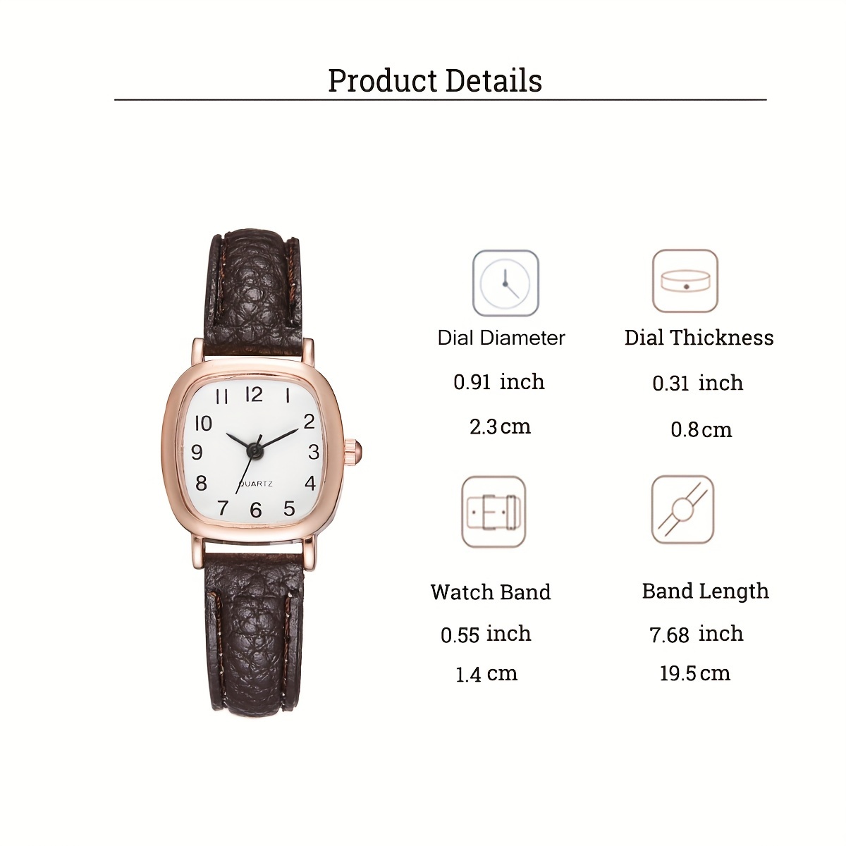 Women's PU Leather Wristwatch with Brown or Black Strap - Minimalist Analog Quartz Watch with Golden-Tone Hands & Large Face, Elegant Square Bezel, Black Dial & Golden Hands, Comfortable Everyday Casual & Formal Timepiece, Durable Quartz Movement, Stylish Women's Watch for Casual Attire, Hand Watch for Women, Bling Watch, Watch with Bracelet for Women, Bracelet Watch for Women, Vintage Watch for Women