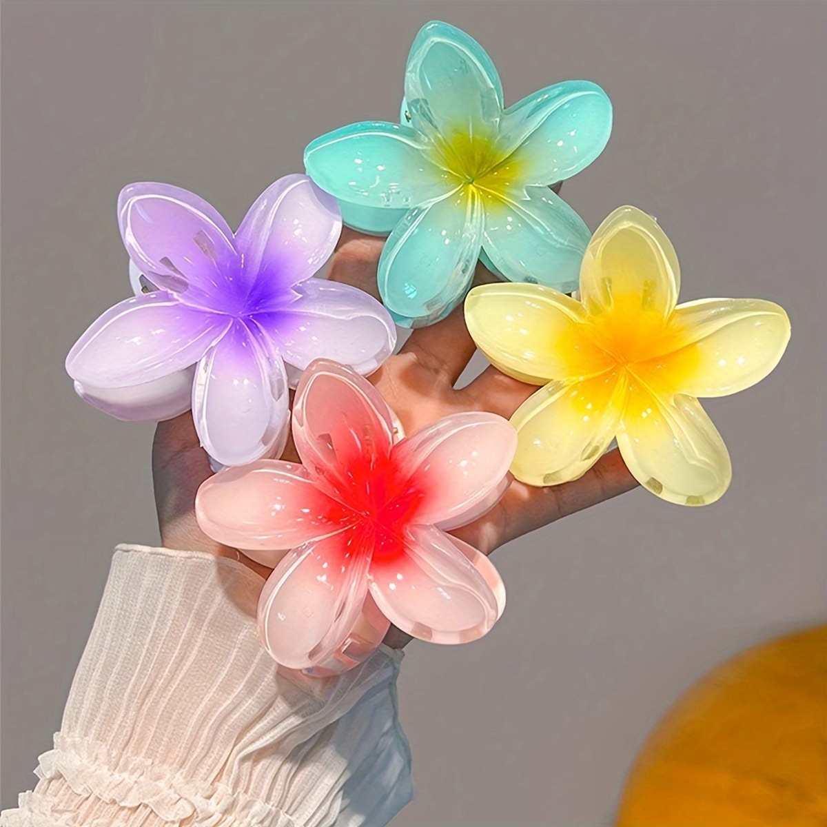 

4pcs/set 8cm Beach Hair Clips With Decorations For Women's Updo And Half-up Hairstyles