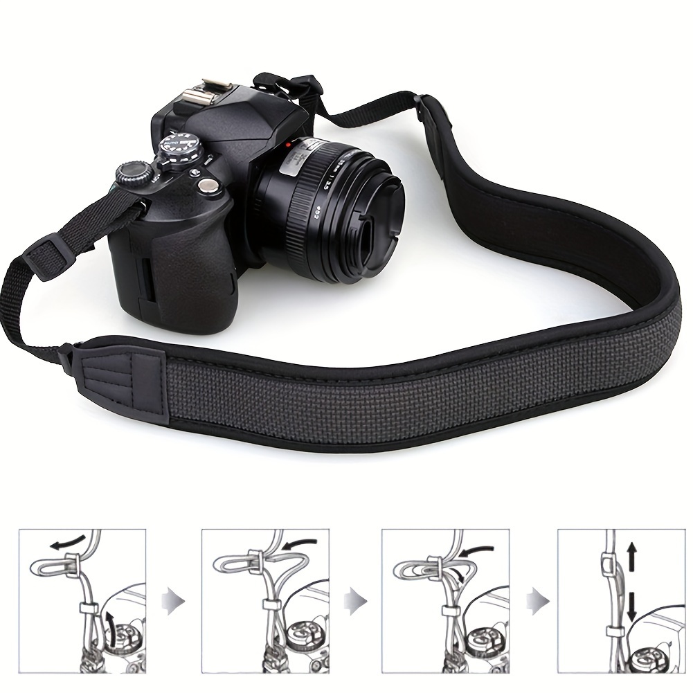 * Verstellbare Neopren-Kamera-Halsband, Bequem & Sicheres  DSLR/SLR/Spiegellos-Halssttzengrtel, Kompatibel mit Nikon, Sony und mehr,  Schwarz, Verstellbares Kamera-Gurt