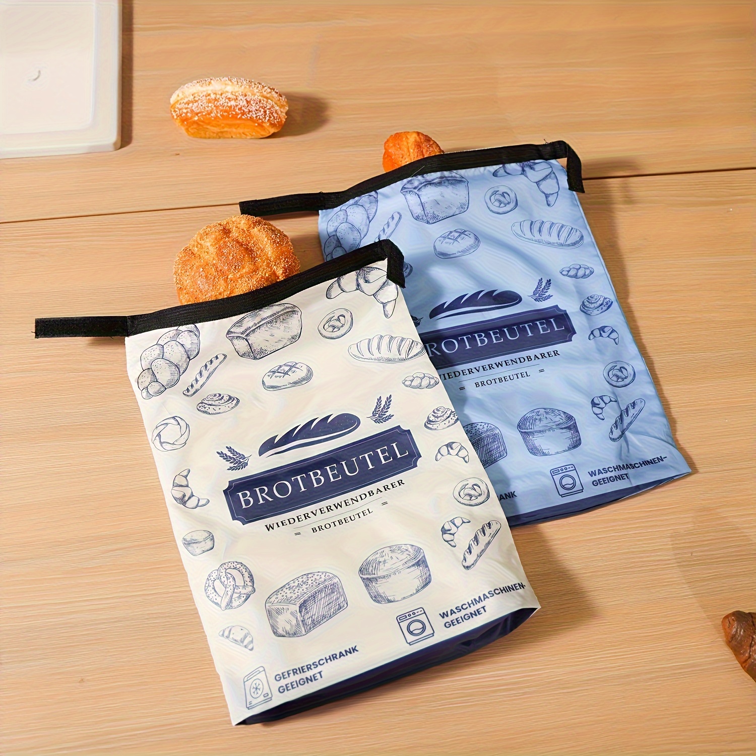 TEMU 2pcs Extra Large Reusable Bread Storage Bags - Freezer Safe, Homemade Bread Fresh , High-quality Recycled Fabric, Christmas Kitchen Organization & Gifts