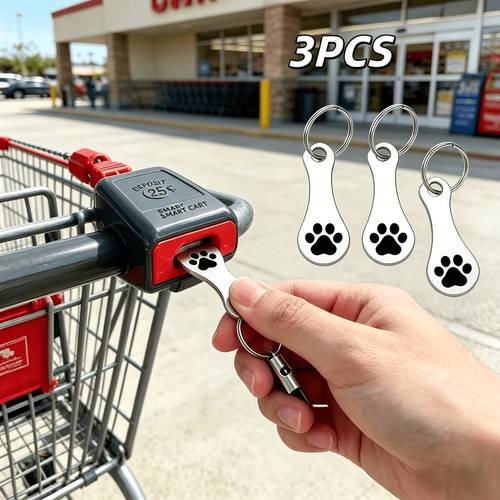 3pcs convient pour chat chariot s porte-clés | clé de chariot - porte-monnaie en acier inoxydable avec insertion de pièce pour de chariot, shopping pour de chariot pour , pour en