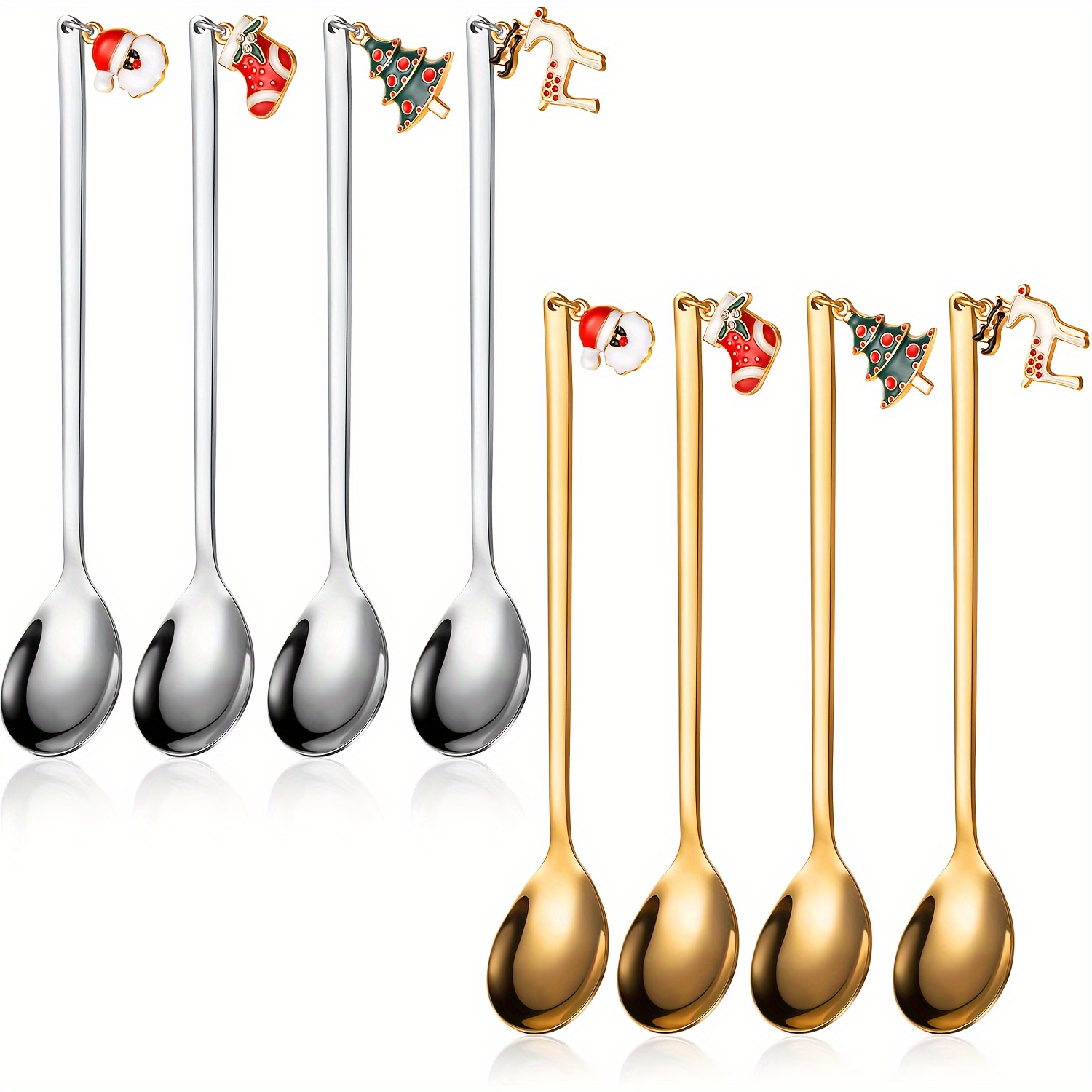 

4pcs Set Of Christmas Spoons - Stainless Steel, Hot Chocolate, Ice Cream, Desserts - Ideal Holiday Gift & Table Decor