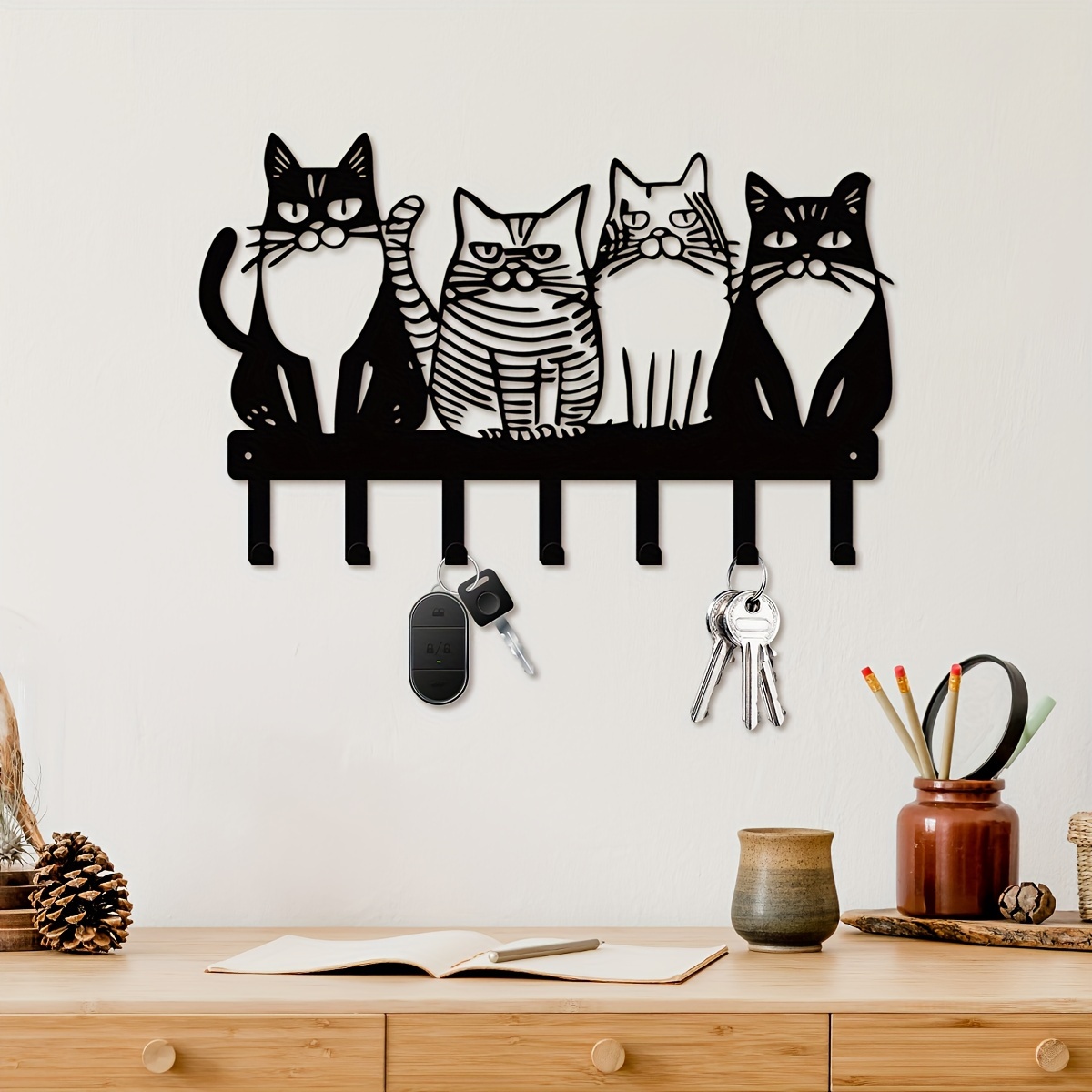 

Cat Themed Metal Wall Hooks - Ideal For Towels, Coats, And Keys - Perfect Gift For Cat Lovers - Home Decor For Thanksgiving And Christmas