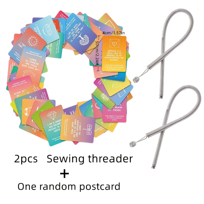 TEMU 2 Sets Of Stainless Steel High- Elastic Wire Threading Tools + 1 Random Postcard. Easily Thread Wires Without Effort. Soft And Flexible, It Can
