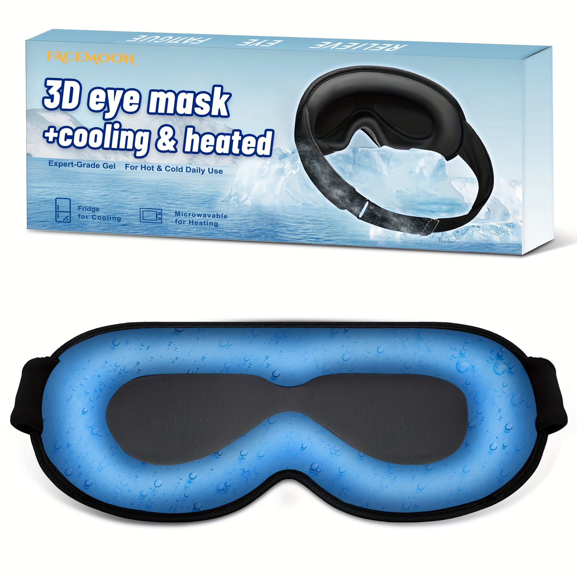 

Facemoon Eye Mask Sleeping Mask + Cooling Gel - Sleeping Eye Mask Blackout Cold - 3d Contoured Sleeping/ Eye Cover To Light For Comfortable