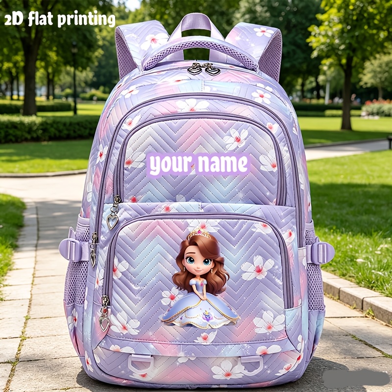 TEMU Cute Cartoon Custom Name Printed Cherry Backpack - Adjustable Shoulder Straps, Lightweight And Durable, Large Capacity School Bag, Ideal