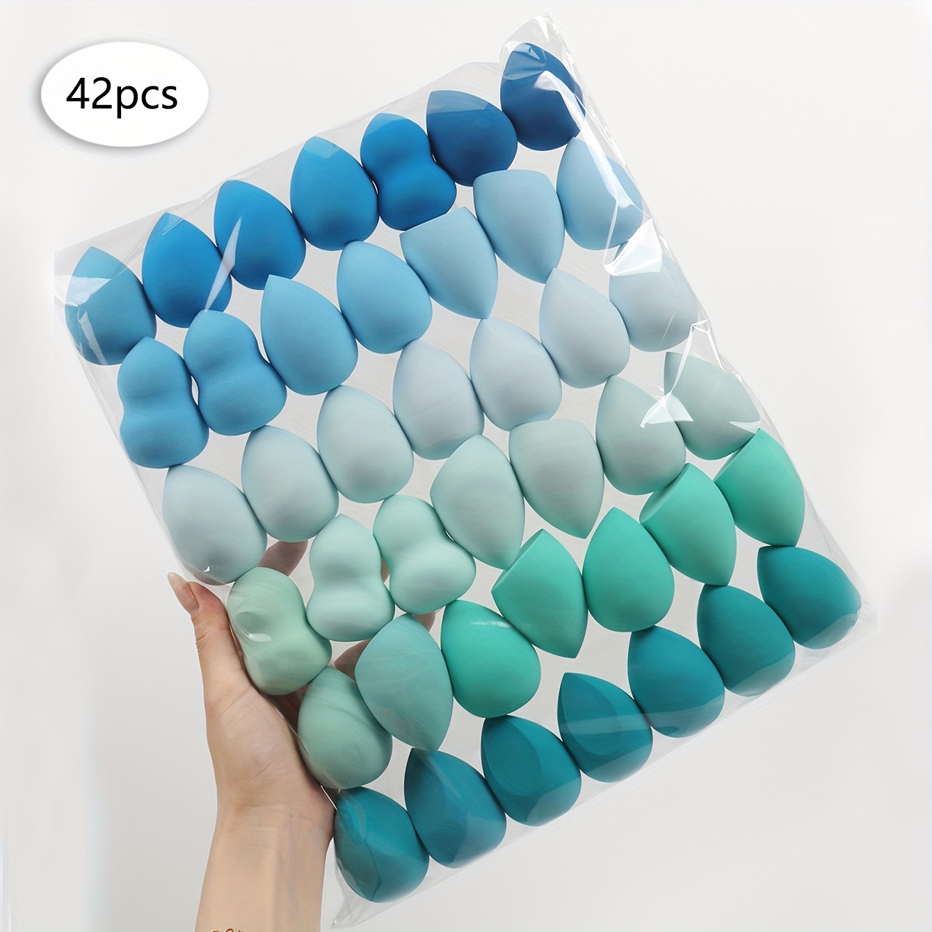 TEMU 42 Stück Mehrfarbige & Formen Make-up Schwämme - Latexfrei, Duftfrei, Wasseraktivierbare Beauty Blenders für Nass/Trockene Anwendung mit