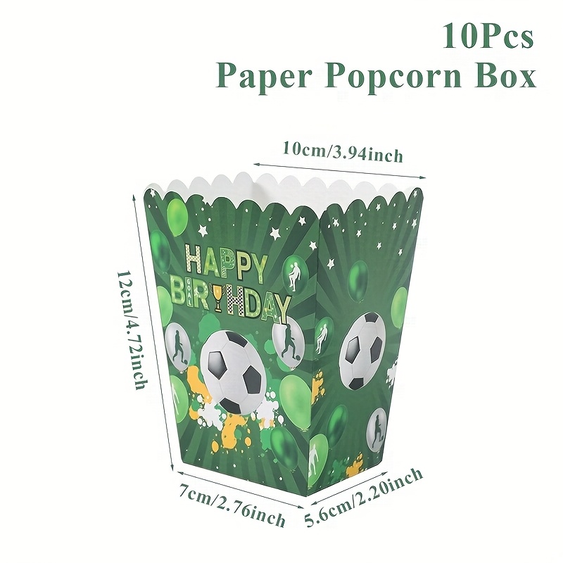 Gift For Her/him Set Of 10, Popcorn Boxes Featuring A Football Theme For Birthday Celebrations, Designed With A Trophy Balloon Pattern, Perfect For Adult Birthday Party Decorations And Packaging