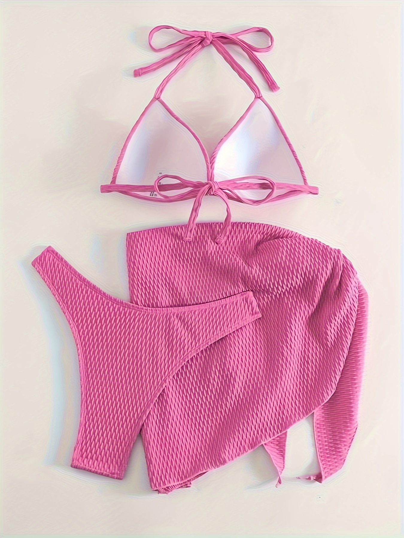 Conjunto de 2 trajes de baño para mujer, color sólido, brasier