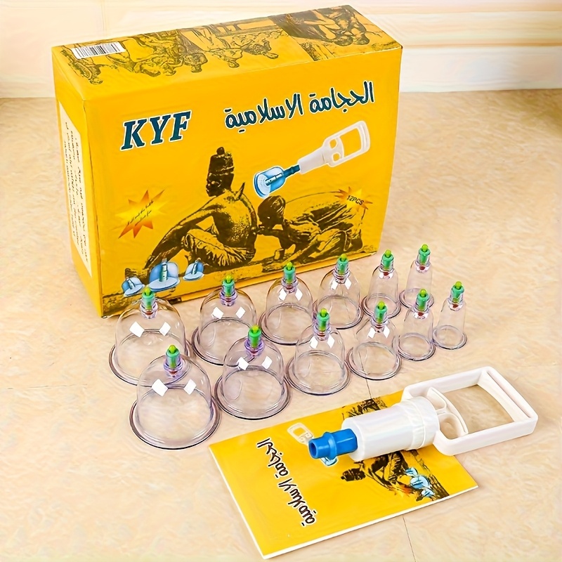 Image of 12pcs Plastic Vacuum Cupper | Portable Household Care Set | Massage Suction Cup Set With Storage Box, Suitable For Whole Body Care And Muscle Relaxation