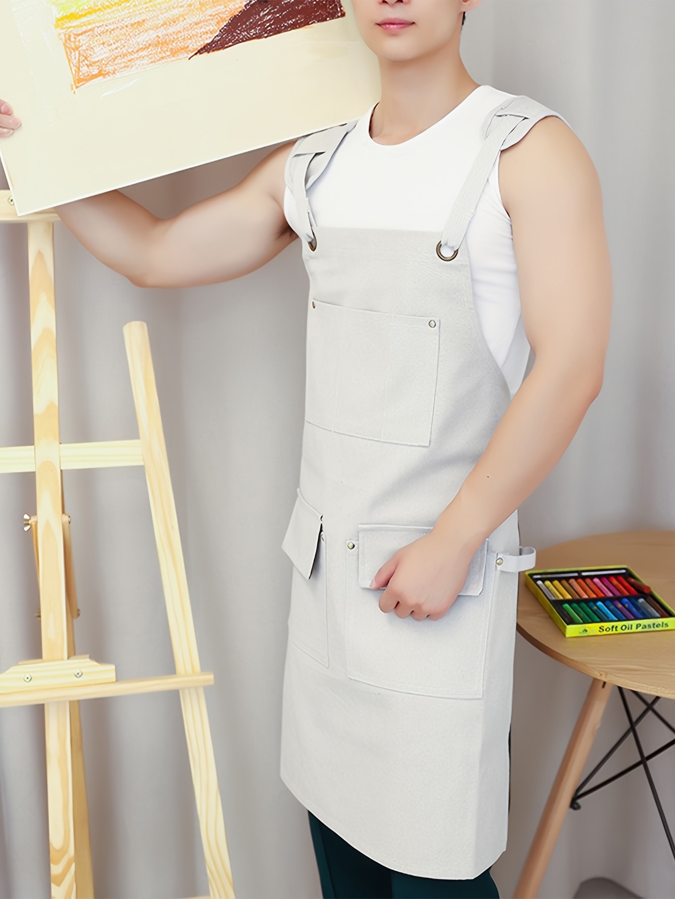 Gaf Nuncew Grembiule Da Lavoro In Denim Marrone Per Uomo, Grembiule Barbecue Con Tasche Multiple E Cintura Regolabile, Grembiule Saldatore Resistente Al Calore Per Cucina All'Aperto E Lavori Pesanti