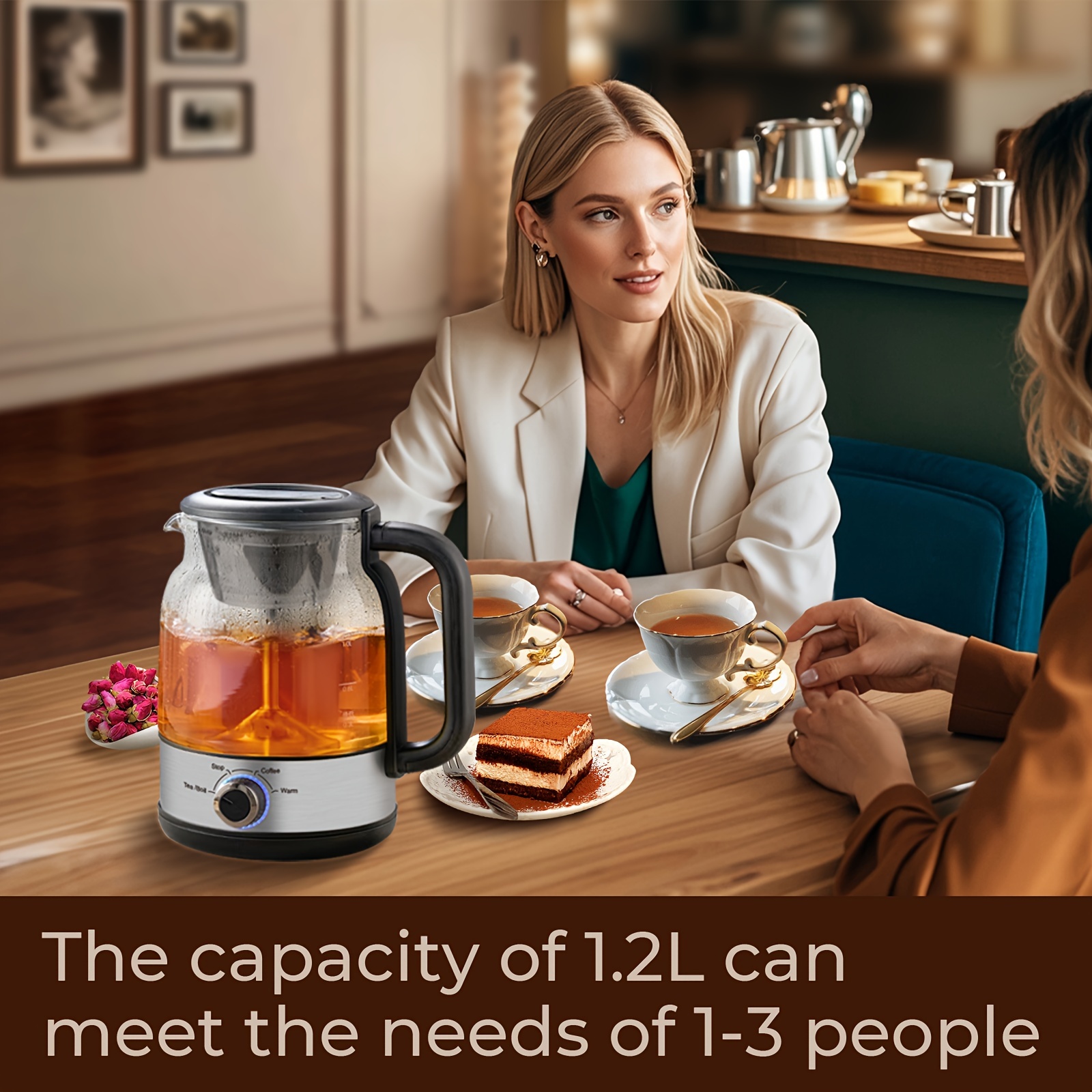 Drip Coffee Maker By Spraying Method, 40.58oz Capacity, 600W Power, BPA-Free, Brewed Tea Pot Coffee Plunger, Glass Stainless Steel Tea And Coffee Brew Kettle, Electric Kettle Tea Pot, Keep Warm, Boil Dry And Safety Protection, Perfect Birthday Gift 8 Drip Coffee Maker By Spraying Method, 40.58oz Capacity, 600W Power, BPA-Free, Brewed Tea Pot Coffee Plunger, Glass Stainless Steel Tea And Coffee Brew Kettle, Electric Kettle Tea Pot, Keep Warm, Boil Dry And Safety Protection, Perfect Birthday Gift - Image 8