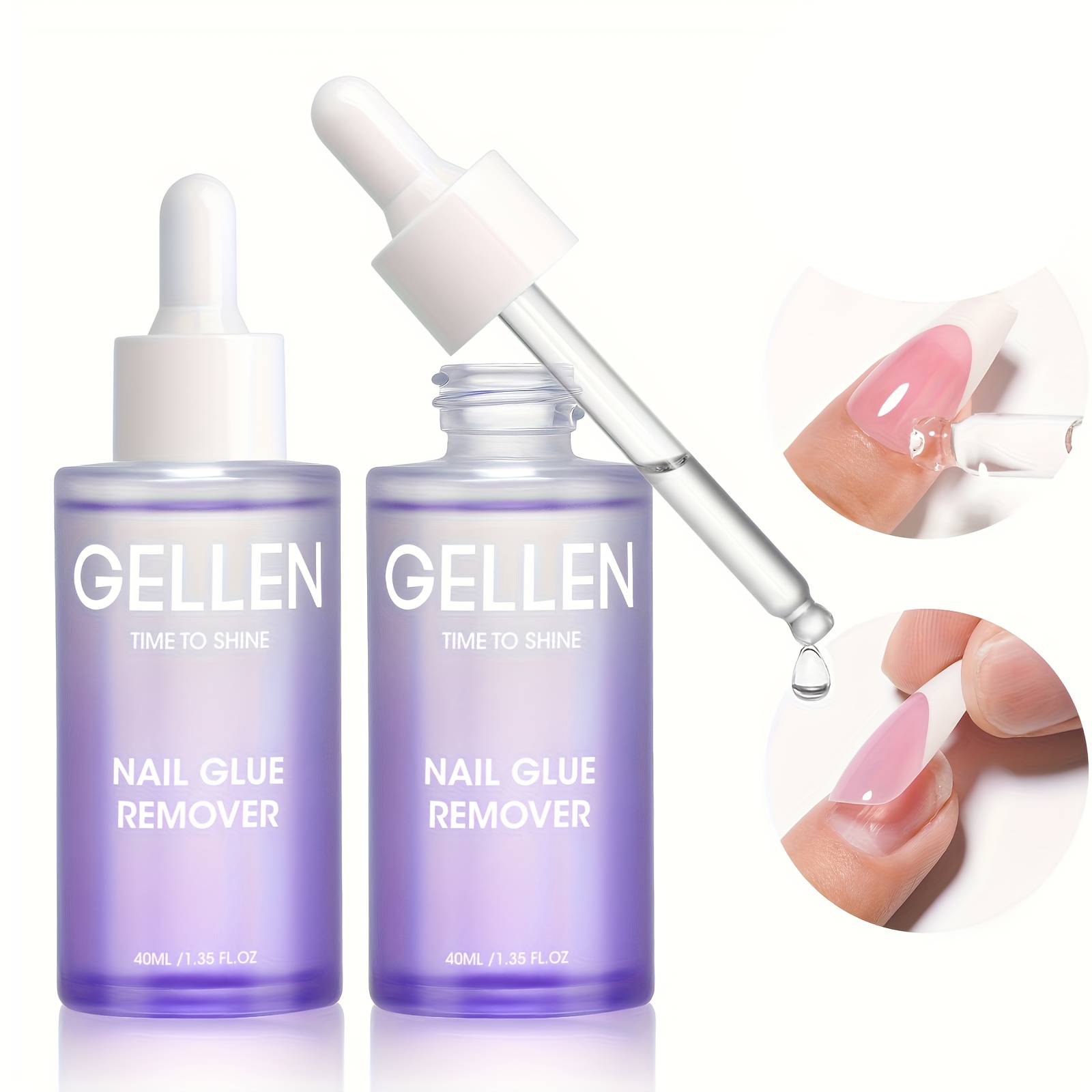 Temu – TEMU Gellen Nail Glue Remover For Press On Nails 2pcs, 40ml Nail Glue Remover For Nail Glue, Non Acetone Gentle For False Nails Glue Tips, Debonder,