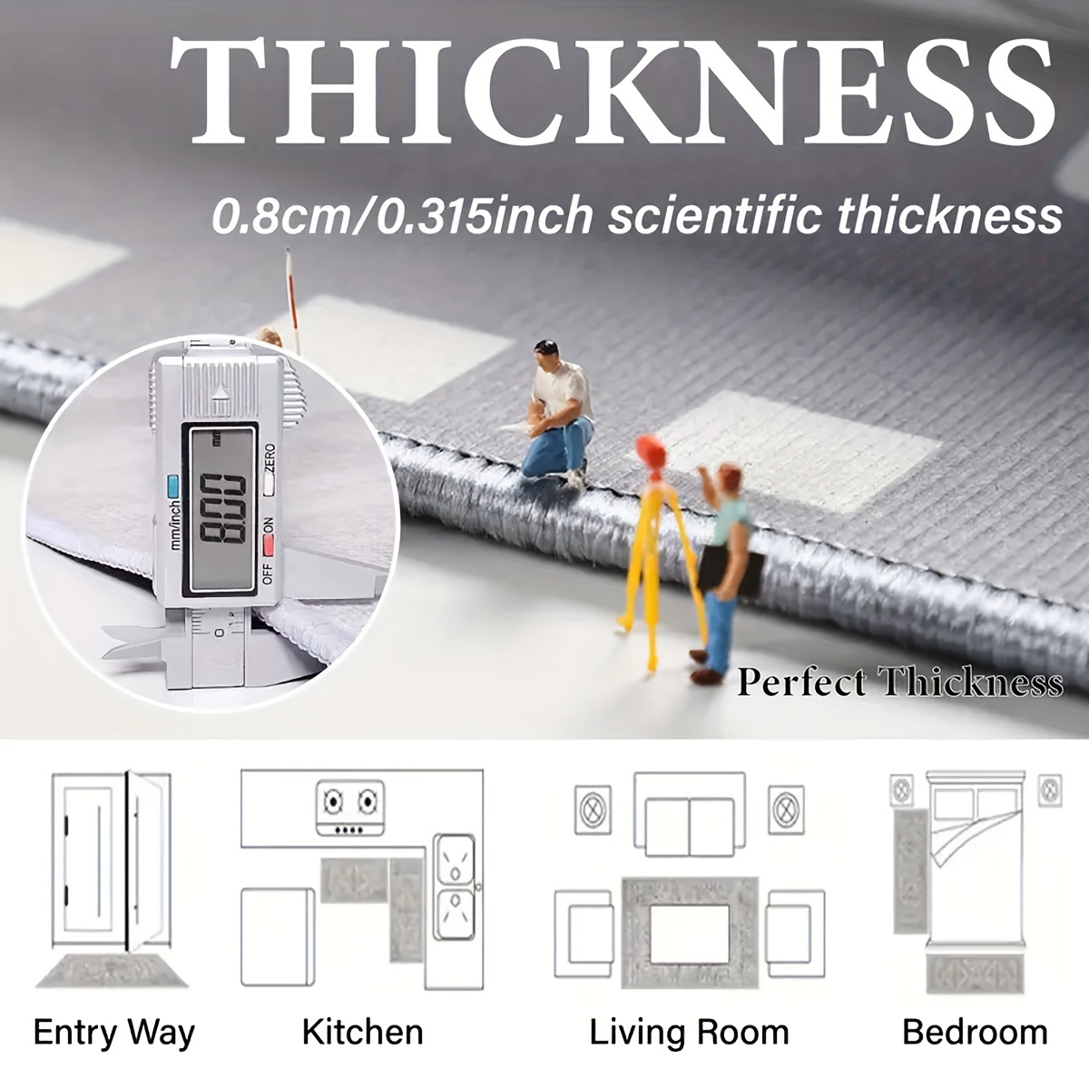 [1pc Autumn Polyester Mat] 1pc 850g/0.8cm Thick Machine Washable Polyester Autumn New Product Simulation Stone Road Texture Large Outdoor Patio Garden Mat