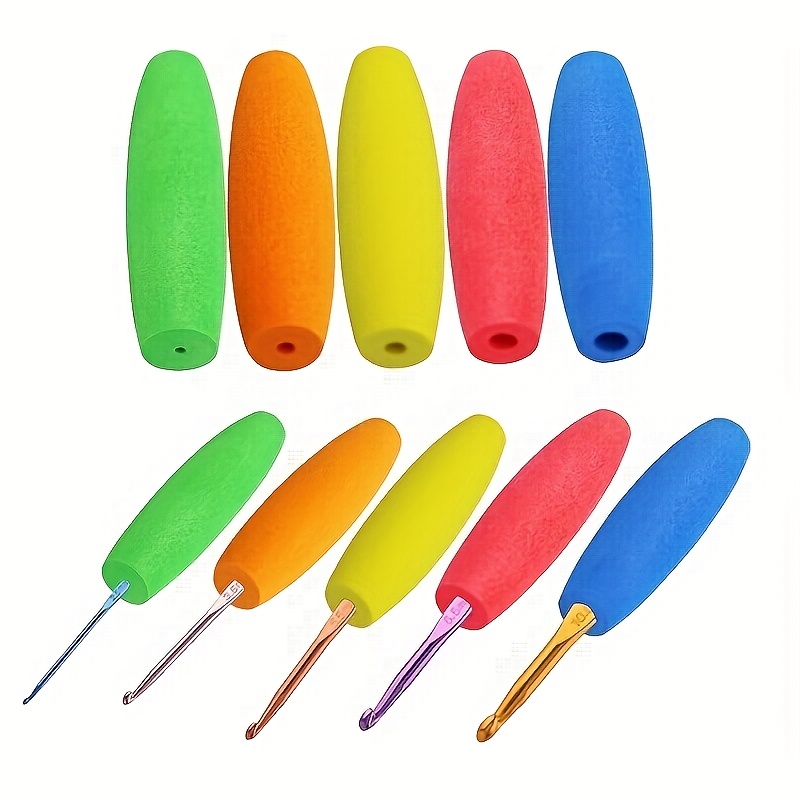 

5pcs Ergonomic Eva Crochet Hook Covers - , Multifunctional Grip Sleeves For Knitting & Fitness Equipment, Non-slip Soft Tubes For Fishing Accessories, Hook Handle Covers, Fishing Float Accessories