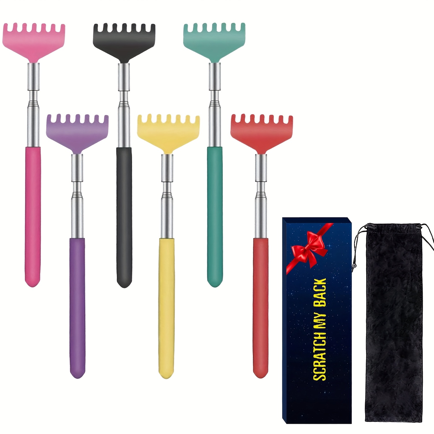 2pcs retractable back scraper portable   scraper hand massager with soft rubber handle   for thanksgiving birthday christmas gifts   handbag back scratcher for back gift item sleek metallic   durable construction Product details 1