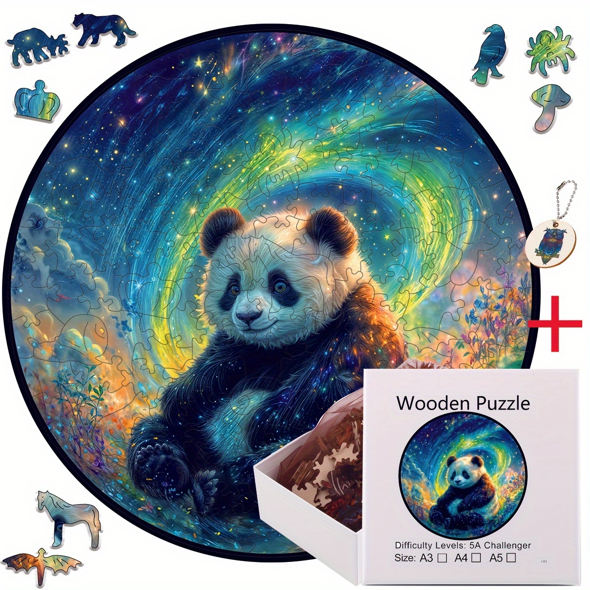 

Cute Panda Diy Adult Interactive Family Interactive Game Round 11 Inch * 11 Inch * 7.9 Inch * 7.9 Inch Kit Parent-child Family Game Flat Wooden