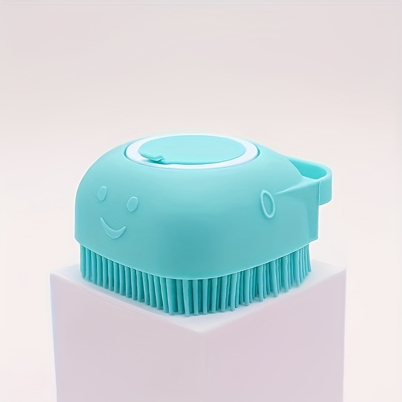 TEMU 1pc Silicone Pet Shampoo Brush With Storage - Gentle Massage Grooming Tool For , Built-in Shampoo Dispenser, Ergonomic Handle, Shedding Hair
