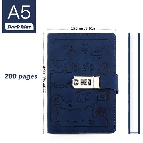 combination lock diary a5 size notebook with combination lock hardcover bookmark design suitable for private writing cute and portable lock box diary travel companion ideal gift for business notebooks customizable name diary