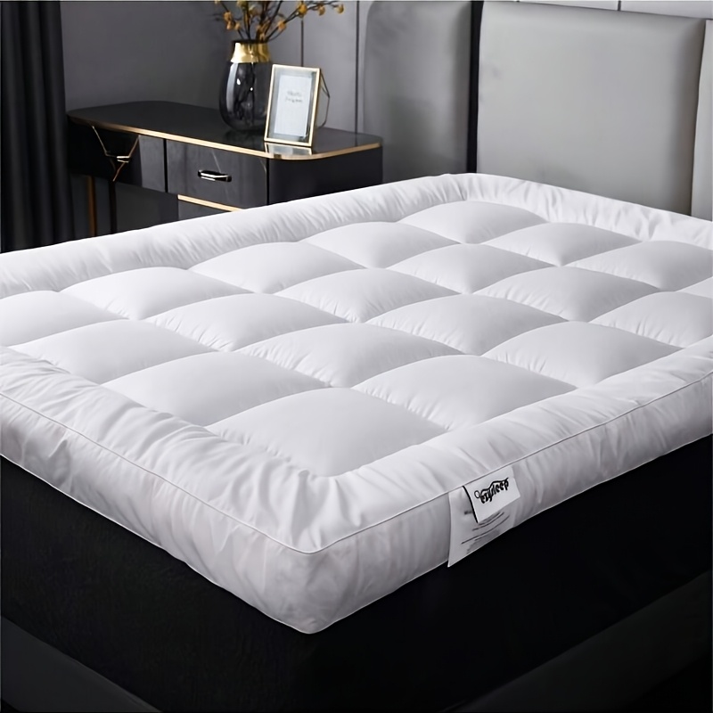 10cm Extra-thick Mattress Topper for Double Beds, Ultra-soft with Box-stitched Design for Cloud-like Comfort. Breathable and Hypoallergenic, Includes Elastic Corner Straps for Secure Fastening