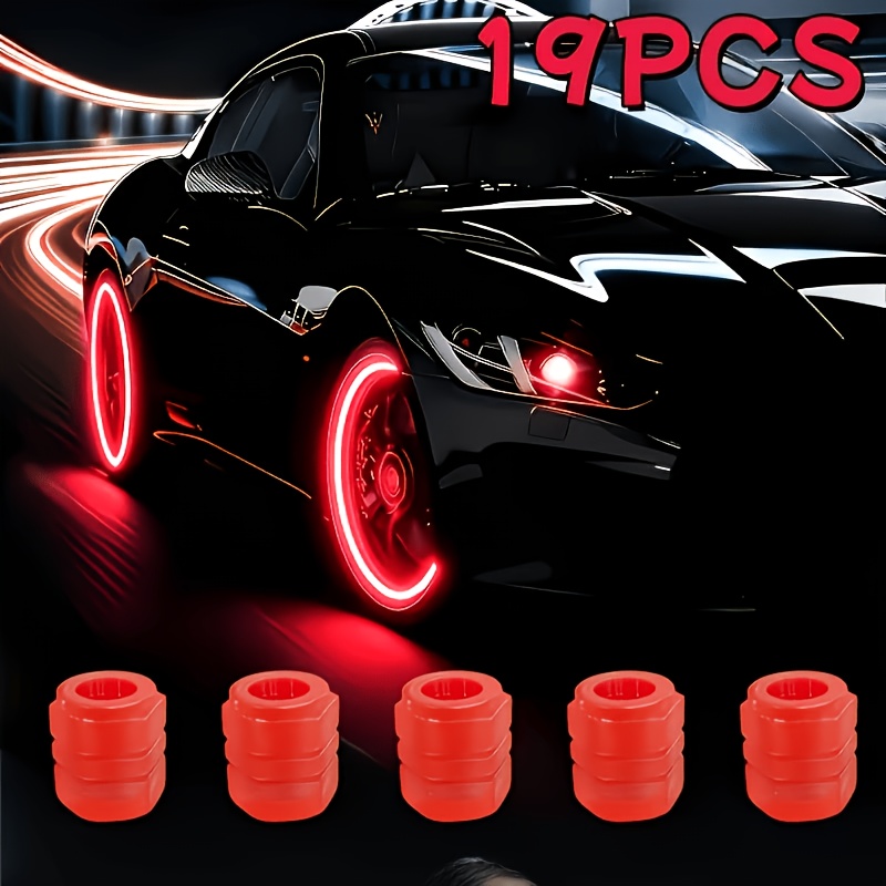 TEMU Nouveaux Bouchons de Valve de Pneu Phosphorescents, Lot de 19 Pièces, en Matériau ABS Durable, avec de Superbes Bouchons de Valve Fluorescents.