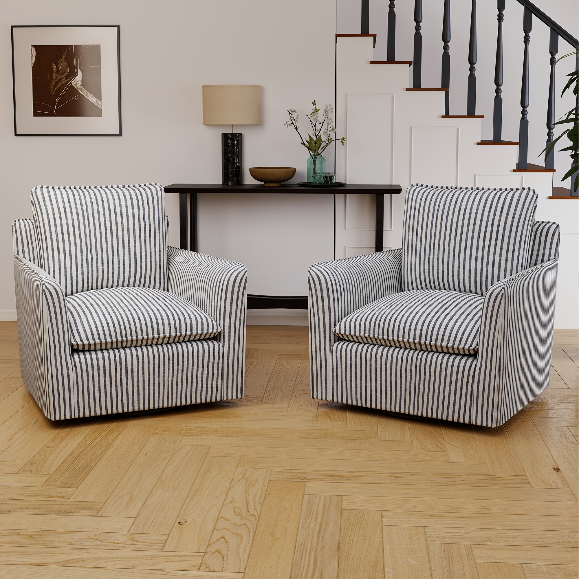 Image of Swivel Accent Chair, Upholstered Square Armchair, Swivel Reading Chairs With Thick Padded Backrest Cushion, Occasional Chairs For Living Room Bedroom Small Spaces