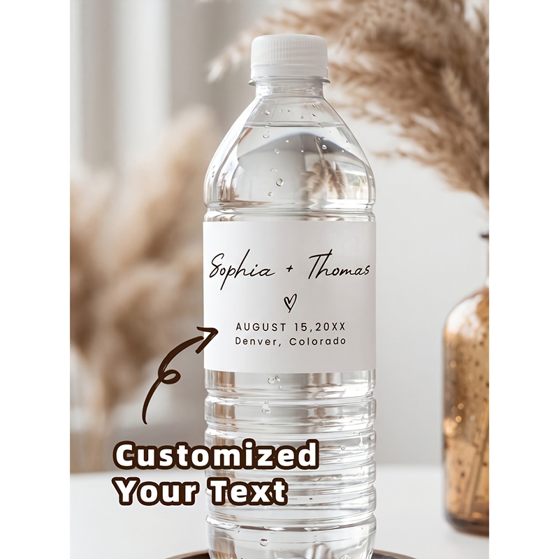 TEMU Personalized Bottle Labels - Custom Names & Text Suitable For Plastic Bottles, Vinyl Stickers With Glitter Suitable For Weddings, Parties,