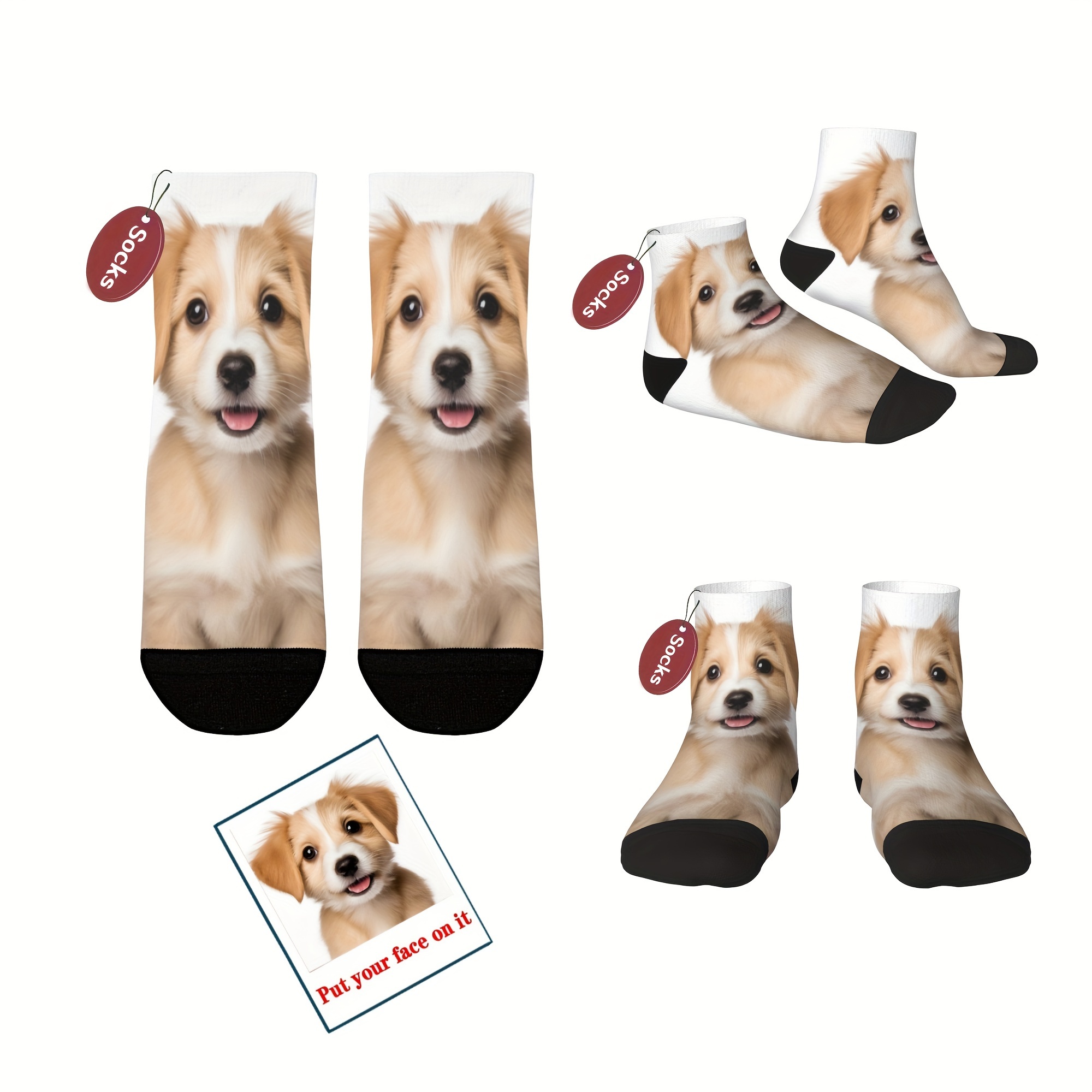 

Custom Pet Face Socks, Personalized Funny Gift Socks With Photo Customized, Novelty Trendy Party Present Socks For Men Women & Puppy Lover