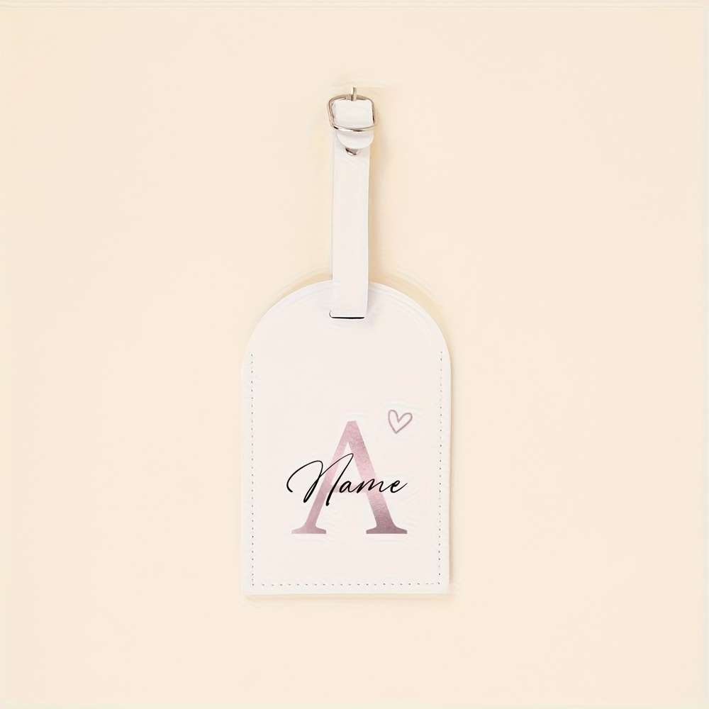 TEMU 1pc Custom Name Tag - Elegant Font Engraving Name/initials, Pu Material - Wedding, Birthday, Travel Gift - Customizable Letter (a-z) - Premium