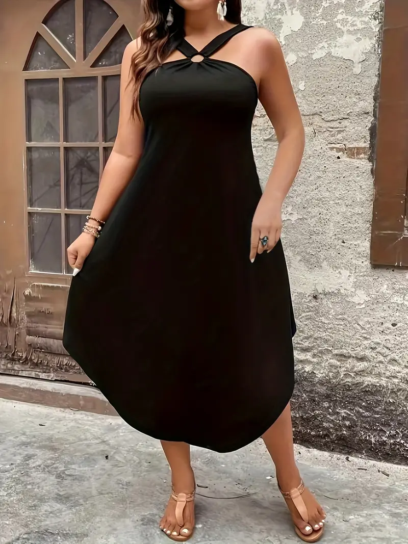plus size plus size plus size curved hem halter dress womens - Temu Spain plus size plus size plus size curved hem halter dress womens - Temu Spain