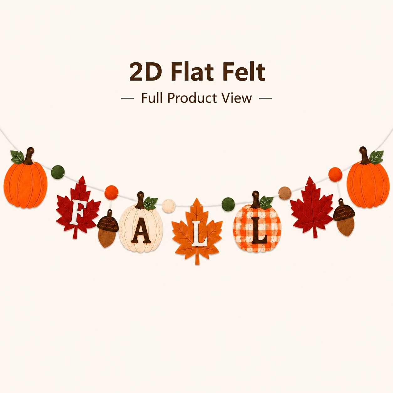 TEMU 2d Flat, 2d Flat - 1pc Fall Pumpkin Maple Leaf Felt Banner, 2d Flat Autumn Garland With Fall Letters For Porch, Fireplace, Thanksgiving Party &