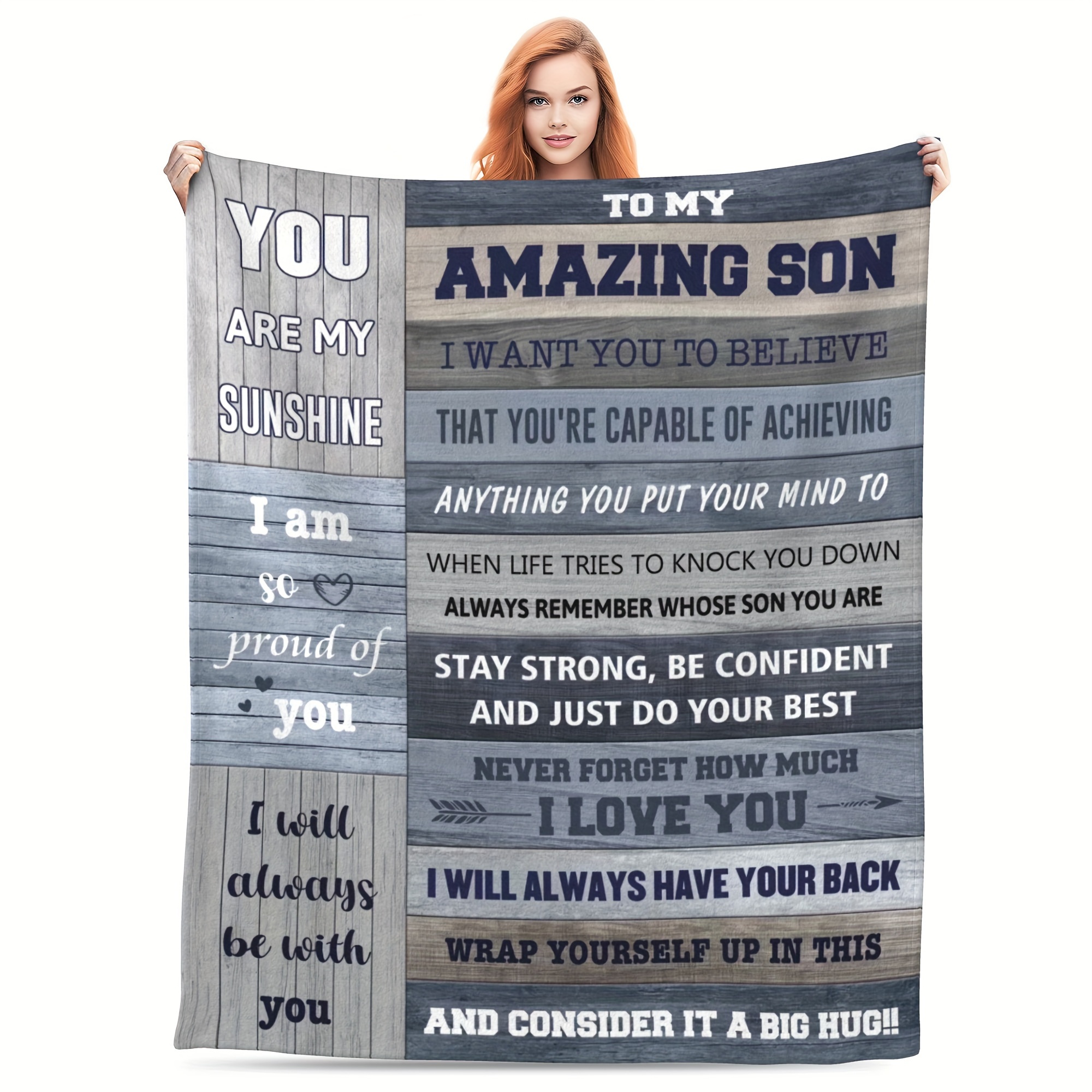 

1 Piece Son Gift Blanket 60" X 50", Mom/dad Gift For Son Blanket, Son Birthday Gift Idea, Warm And Comfortable Soft Blanket, Sofa Bed Sofa Camping Travel Home Decor Blanket