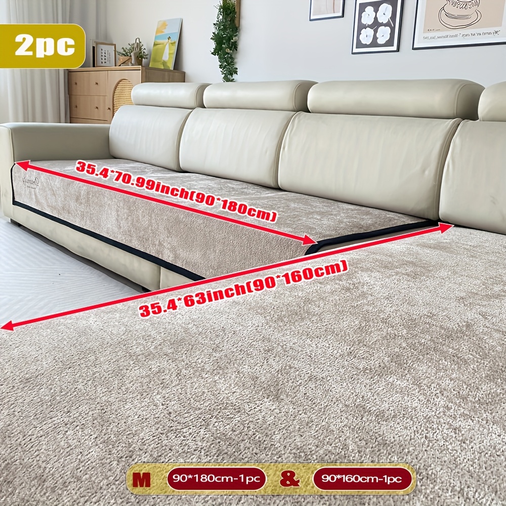 TEMU A Two-piece Set Of Plain Colored Sofa Cushions Featuring Embroidered English Letters. Includes A Main Seat Cushion And A Corner Pet Non-slip
