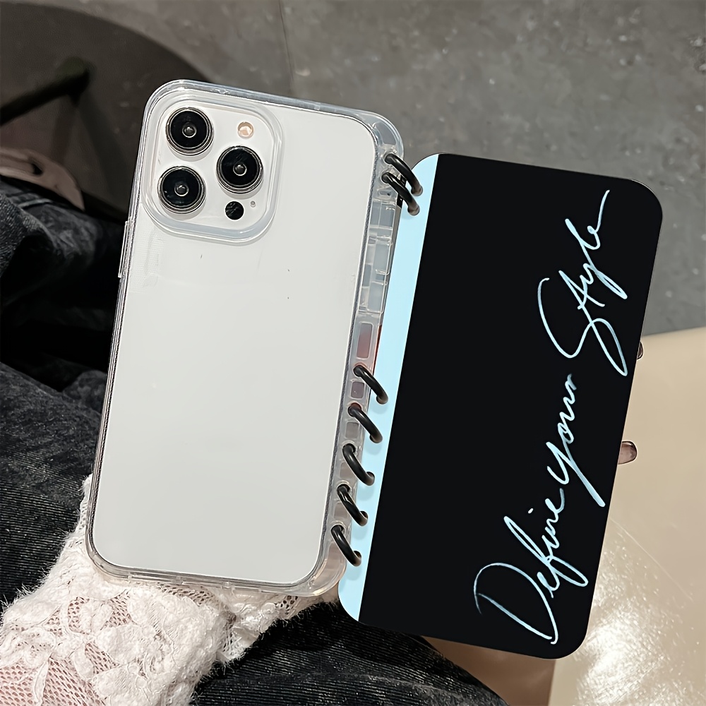 TEMU Phone Case: Phone Case - 1 Black And Blue Contrast Color Notebook Design Drop-proof Soft Protective Case, Suitable For Iphone
