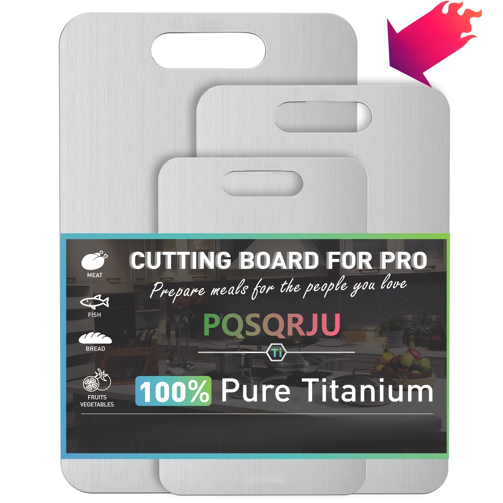 3pcs titanium cutting boards 2026 new upgrade heavy duty rust resistant bpa free easy to   saving rounded edges hook handles durable kitchen prep boards for meat vegetables and fruits   home outdoor bbq and gifts