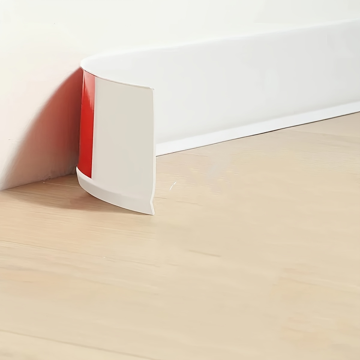 Image of 1pc Self-adhesive Pvc Skirting Board, 8cm X 2m - Flexible Molded Decorative Corner Trim, For Home Renovation & Decor Upgrade