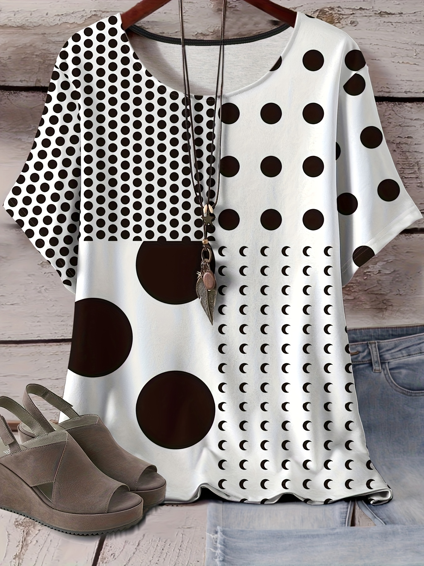 plus size womens casual short sleeve t shirt black white Temu