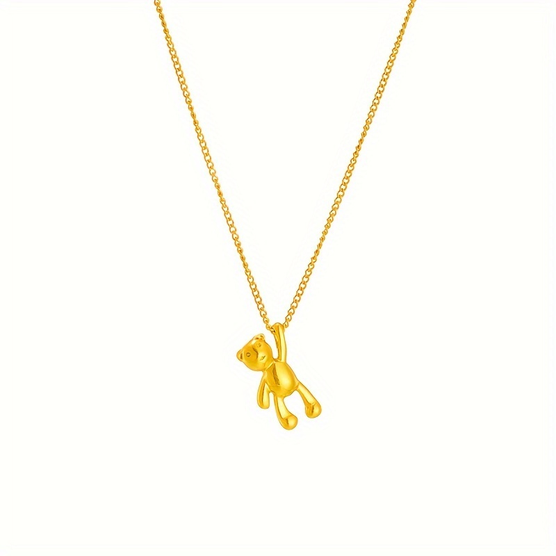 Image of A Gold-plated Stainless Steel Teddy Bear Fashion Necklace, And Fashionable, Minimalist And Fashionable, Retro And Versatile, Suitable For Street Women, Daily Commuting, Vacation, Party, And Party Wear
