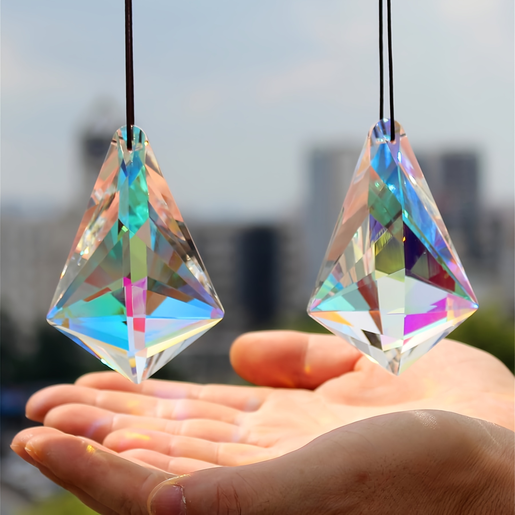 

1pc/2pcs Crystal Horn Transparent Ba Color Hanging Prism Sun Beautiful Garden Decoration