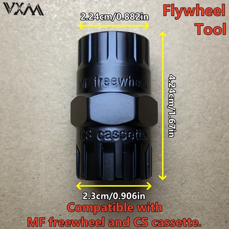 Image of Vxm Bicycle Repair Tool, High Hardness Black Freewheel Socket Tool, Compatible With Screw-type Freewheel Cassettes, Suitable For Installing And Removing Speed Bikes, Road Bikes, And Folding Bikes
