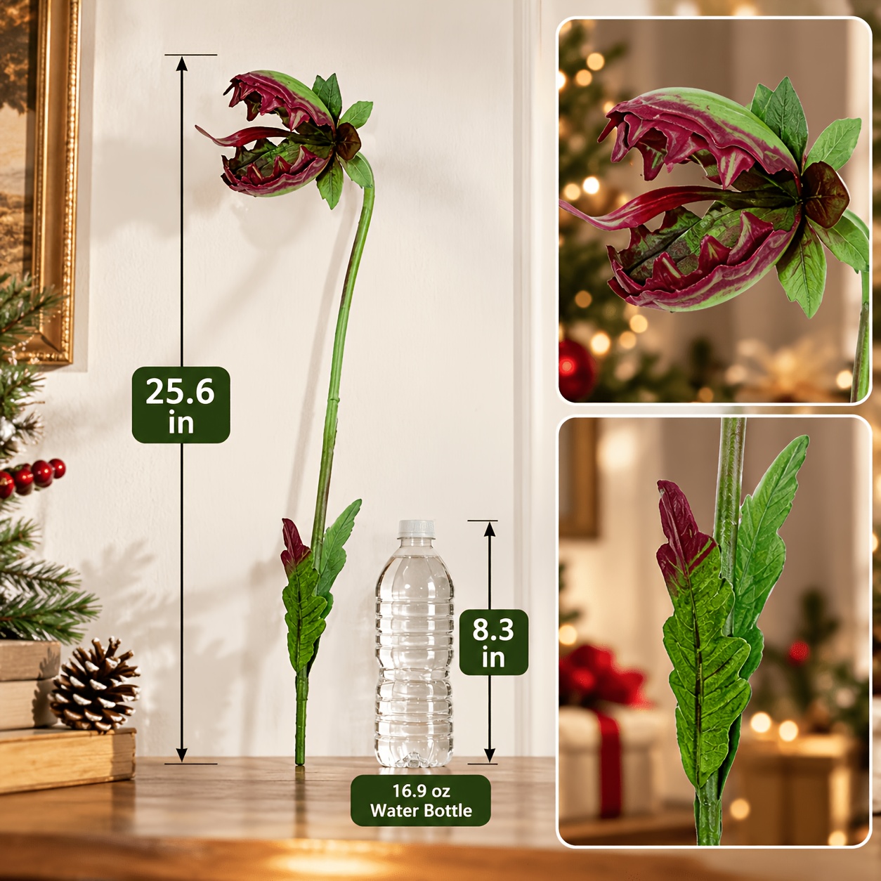 TEMU 【3d】 Purple Plant Garden Stake, Wrought Iron Yard Art, 3d Raised Tongue Flower Ground Plug, Weatherproof Metal Lawn Ornament For Patio Backyard